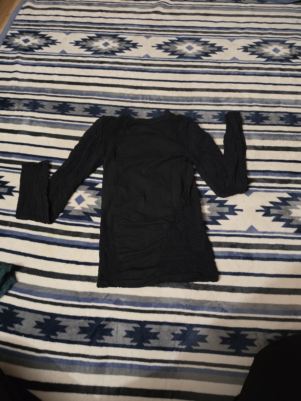 Free People Black Lace-Trim Long Sleeve Top - Intimately